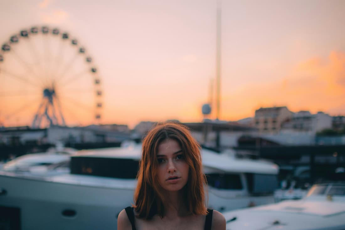 A portrait at a marina during coral sunset